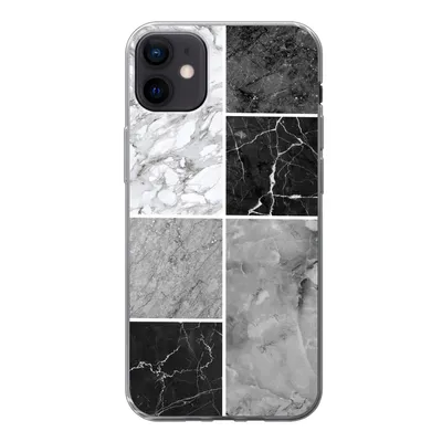 Produktbild von MuchoWow® Handyhülle Schutzhülle Hülle für iPhone 12 mini Marmor - Schwarz - Weiß Silikon Softcase Handy Hülle - Bild