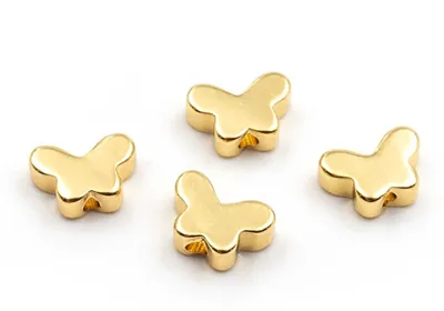 Produktbild von Vintageparts Zwischenperle Schmetterling Messing 18K vergoldet 8 mm, 4 Stück