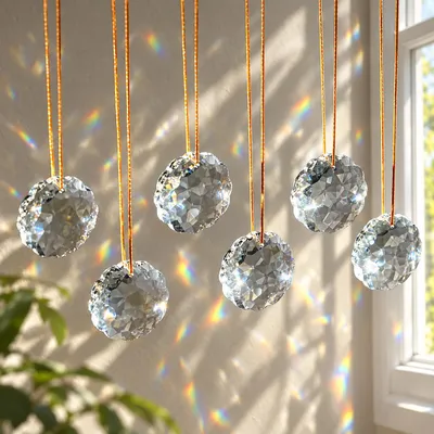 6er-Set Kristallglas Blumen-Suncatcher, 4,5 cm, klar