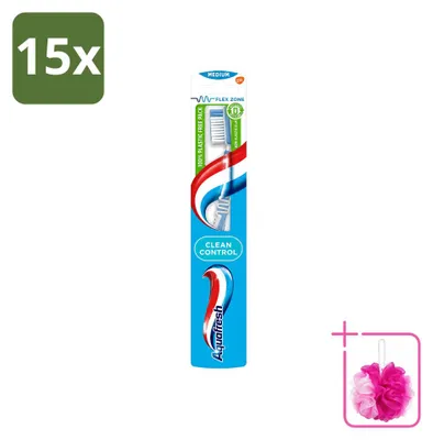 Produktbild von 15 x Aquafresh Clean Control Zahnbürste Medium - Sparpackung - 15 Stücke