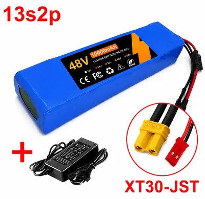 Produktbild von 48V 100Ah Lithium-Ionen Akku - 13S2P Batteriepack - Smart BMS - Für E-Bike und E-Scooter 250–1000W - Mit 54,6V Ladegerät - XT30 JST-Stecker