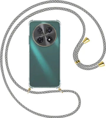Produktbild von Handykette Backcover-Schutzhülle mit Band (Metall goldfarben) für Huawei nova 12i - weiß/grau kariert