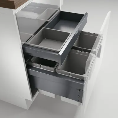 Produktbild von Naber, Cox® Base 1T 600-4 mit Base-Board. Abfallsammler, hellgrau, Höhe 460 mm - Mülleimer