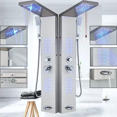 Produktbild von LED Duschpaneel Edelstahl Duschset Regendusche Duscharmatur Massage Duschsäule