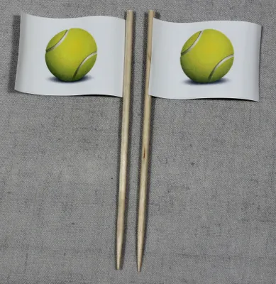 Produktbild von Party-Picker Flagge Tennisball Tennis Papierfähnchen in Spitzenqualität 25 Stück Beutel