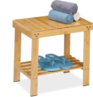 Obrázok produktu pre Kúpeľňové sedátko – bambus – s odkladacím priestorom – prírodné