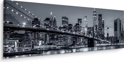 Obrázek produktu pro Panoramatický obraz NEW YORK v noci Brooklyn Bridge City 145x45cm