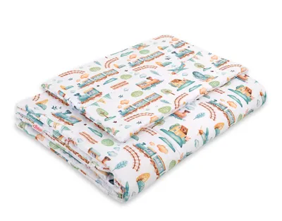 Produktbild von Kinderbettwäscheset mit Füllung 135x100 cm - türkisfarbener Zug