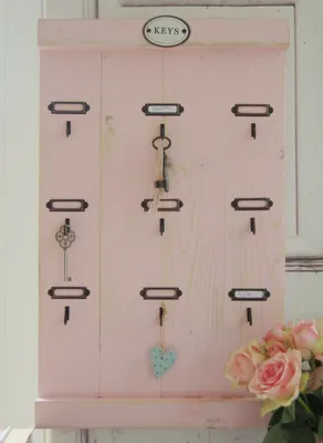 Produktbild von Landhaus Schlüsselbrett, SVEND in rosa, Shabby antique chic Handgefertigt
