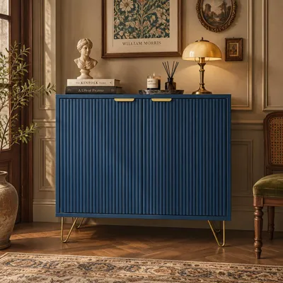 Zdjęcie produktu dla Komoda INONEFT z 2 drzwiczkami, szafka kuchenna w stylu retro, komoda do salonu, sypialni i przedpokoju, wymiary: 80 x 40 x 78 cm, kolor: granatowy, Obraz wygenerowany przez AI