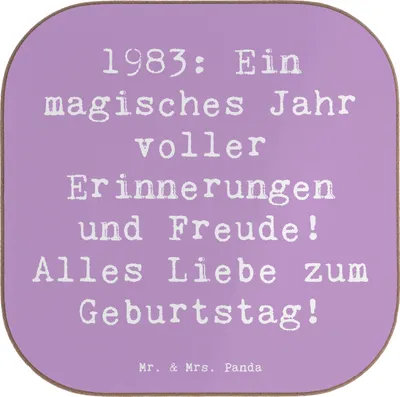 Produktbild von Mr. & Mrs. Panda Untersetzer Glas Spruch 1983 Geburtstagserinnerungen - Lavendeltraum - Geschenk, Teeuntersetzer, Happy Birthday, Geburtstagsgruß, Coaster, Glückwunsch