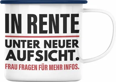 Produktbild von Trendation - Renter Emaille Tasse Ruhestand Geschenk Rente Mann Lustig Renteneintritt Abschiedsgeschenk Sprüche Pension (Blau)