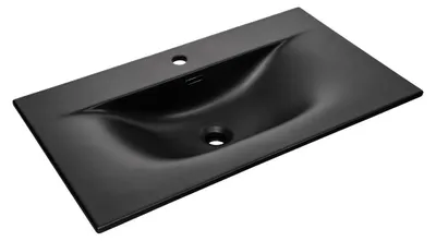 Produktbild von Einbauwaschbecken VELOA 80 cm Keramik mattschwarz modernes ovales Design