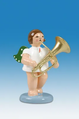 Produktbild von Holzfigur Engel mit Tuba ohne Krone Höhe 6cm NEU