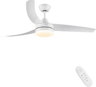 Imagen del producto de Ventilador de techo, 132 cm, blanco, con luz regulable, con mando a distancia, con aspas, silencioso, tecnología DC, reversible, para uso en invierno y verano