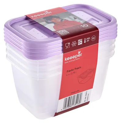 Produktbild von keeeper Fredo, Container, Rechteckig, 0,75 l, Violett, Transparent, Polypropylen (PP), -20 - 100 °C