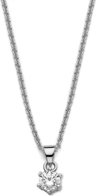 Produktbild von New Bling 9NB-0582 Silberne Halskette mit Anhänger - Damen - Zirkonia - Chaton - 5 mm - Ankerglied - 40 + 5 cm - Farbe Silber