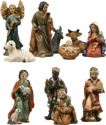 Maria und Josef das Jesuskind in der Krippe die Hirten, Engel und die drei Weisen aus dem Morgenland