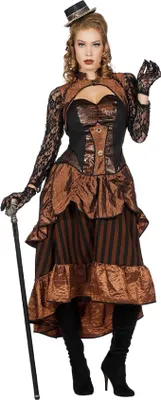 Produktbild von W4004-44 braun-schwarz Damen Rokoko Steampunk Burlesque Kleid Gr.44