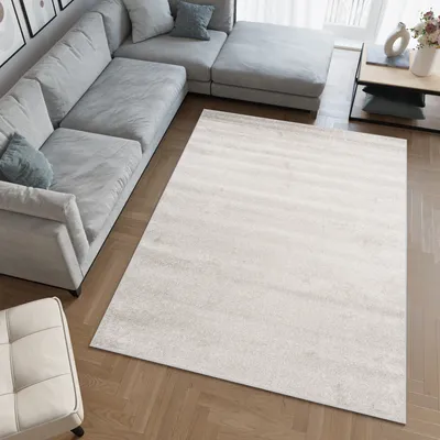 Produktbild von Teppich Kurzflor Schlafzimmer Wohnzimmer Kinderzimmer Grau Einfarbig Modern Design  140 x 190 cm