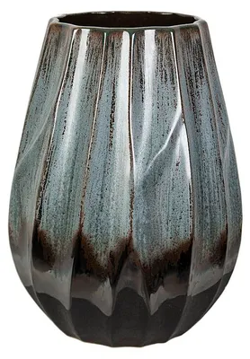 Immagine prodotto di Romimex Blu Nero Vaso per fiori in Vetroceramica blu/nero 23 x 28 x 23 cm