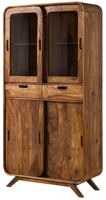 Immagine prodotto di MASSIVMOEBEL24 | MAILAND #115 Vetrina in legno di sheesham - laccato / marrone chiaro 90x40x180