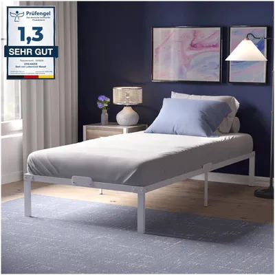 Productafbeelding van Bedframe met witte metalen boxspring, 90x200 cm