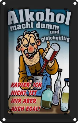 Produktbild von vianmo Blechschild 18x12 cm Alkohol macht dumm ist mir egal Spruch Zitat