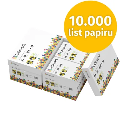 Obrázek produktu pro Infowerk Tiskárny papír Kopírovací papír 10000 listů 20 x 500 A4 80g prémiový bílý PEFC certifikovaný