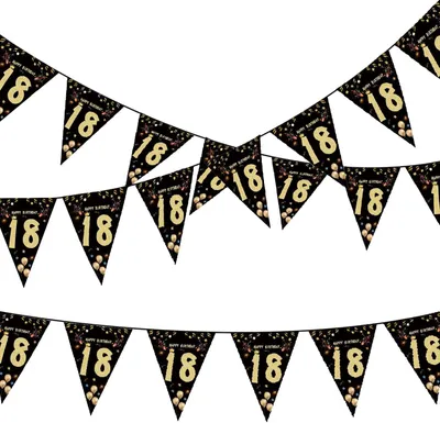 Imagen del producto de Guirnalda de cumpleaños, color y dorado, 200 cm de largo, con 15 banderines triangulares, ideal para decoración de fiestas