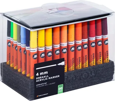 Zdjęcie produktu dla Marker akrylowy Molotow ONE4ALL Kompletny zestaw 4 mm 74 kolory