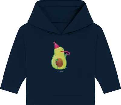 Produktbild von Mr. & Mrs. Panda Organic Baby Hoodie Avocado Feier 24. - 36. Monat - French Navy - Geschenk, Kapuzenshirt, Geburtstag, Tröte, Kapuzensweatshirt, Party, Gute Laune