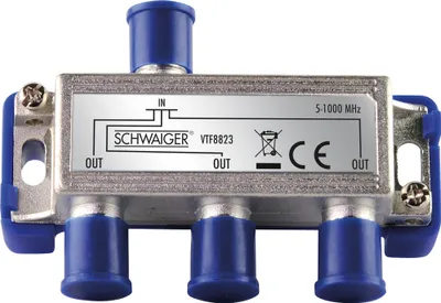 Produktbild von Schwaiger VTF8823 241, Kabelsplitter, 5 - 1000 MHz, Silber, Aluminium, 1 Stück(e), 72 mm