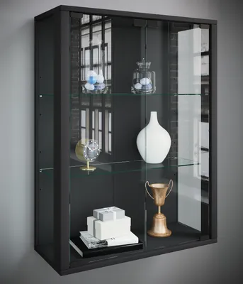 Produktbild von VCM Wandvitrine Hängevitrine Glasvitrine Wand Schaukasten Vitrine Glas Udina Schwarz