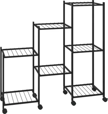 Obrázek produktu pro vidaXL Stojan na květiny s kolečky 83x25x83,5 cm černá litina