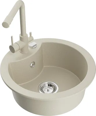 Image de Mexen Diego Évier en granit 1 bac avec robinet de cuisine Duero, Beige - 6512-69-671600-69