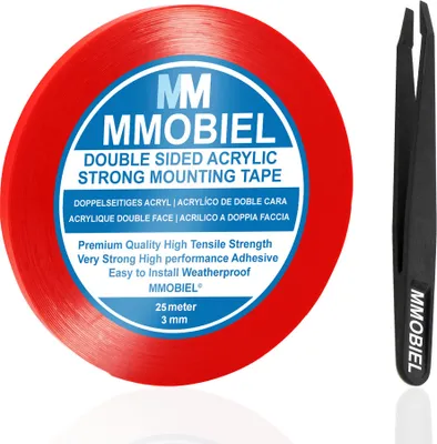 Produktbild von MMOBIEL 3mm Doppelseitiges Montageband Acryl Klebeband Tape 25m Wetterfest Entfernbar