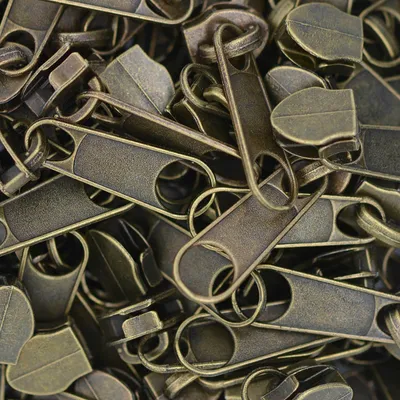 100 Reißverschluss Zipper Schieber für Endlosreißverschluss, 5mm, altmessing
