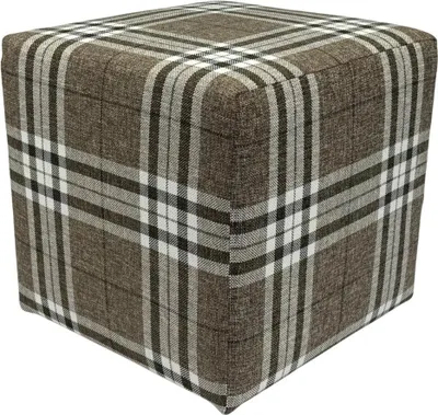 Zdjęcie produktu dla Pufa kwadratowa 40x40 cm LOBOX stylowa plecionka eleganckie siedzisko podnóżek krata dwukolorowa cappuchino