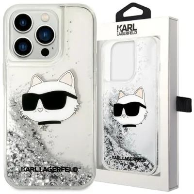 Produktbild von Karl Lagerfeld KLHCP14XLNHCS iPhone 14 Pro Max 6,7" Silber/Silber Hardcase Glitter Choupette Head Handyhülle