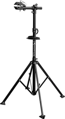 Produktbild von HikeMeister® Fahrradmontageständer Fahrradständer Schwarz höhenverstellbar & Klappbar - Fahrrad Montage Ständer - Reparaturständer - belastbar bis 35 kg – Inkl. Magnetbox Werkzeugschale