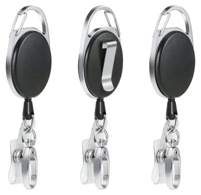Produktbild von Ausweishalter, Schlüsselanhänger, 2-in-1 Ausweishalter mit Schlüsselring für Ausweis, Kartenhalter und Schlüsselkartenhalter (3-teilig, schwarz)