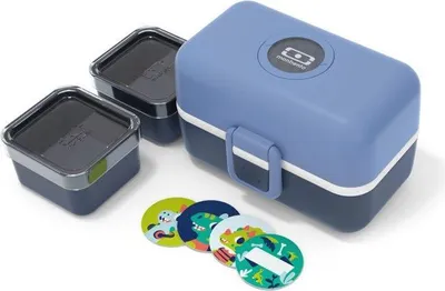 Image de Boîte à Lunch Enfant Monbento MB Tresor, 3 Compartiments, 800ml, Sans BPA, Bleu Infinity