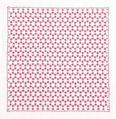 Zdjęcie produktu dla Zestaw do haftu Olympus Hitomezashi Sashiko "Hana Fukin Kaku-Kikkou-Tsunagi", tkanina drukowana, 34x34cm, oryginał z Japonii