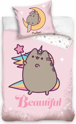 Produktbild von Baumwoll-Bettwäscheset 160x200 Pusheen Einhorn Rosa