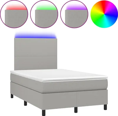 Produktbild von vidaXL Boxspringbett mit Matratze & LED Hellgrau 120x190 cm Stoff