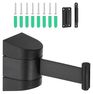 Absperrband, Wandmontage, 16,4 ft, schwarz, für Geschäfte
