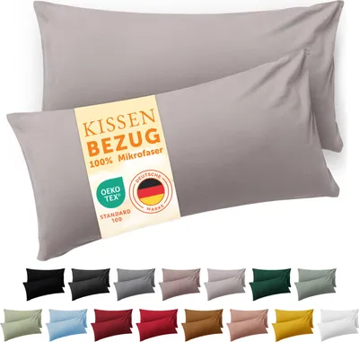 Produktbild von Blumtal Kissenbezug 40x80 cm im 2er Set weich  - Kissenhülle 40x80 cm -  Hellgrau