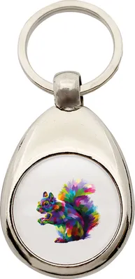 Produktbild von Huuraa Schlüsselanhänger Eichhörnchen Colorful Metall Schlüsselring Einkaufswagenchip Geschenkidee