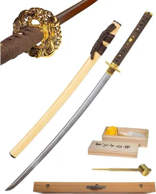 Image de Décoration japonaise exclusive faite main DAMAST 103 cm avec support – objet de collection haut de gamme pour intérieur, studio, bureau et cadeau DS076